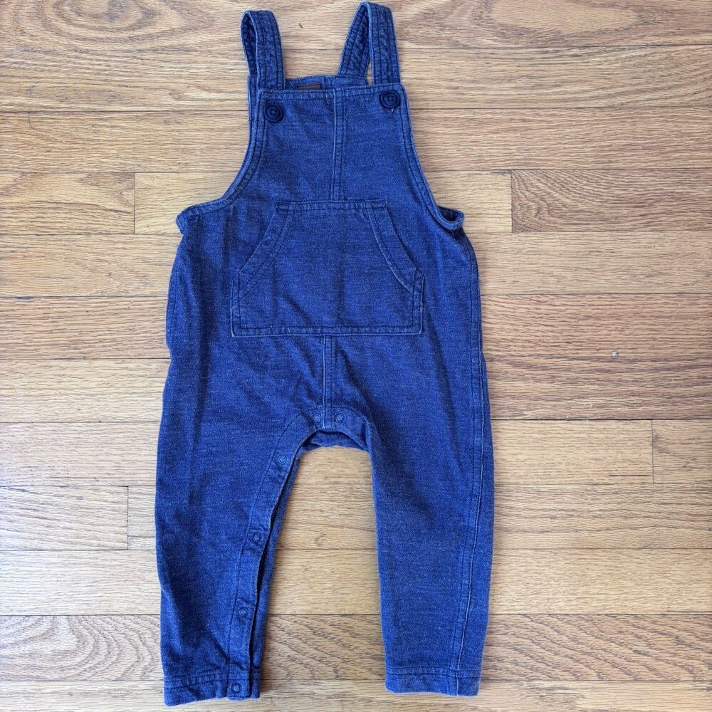 Tea Collection Unisex Soft Denim Overalls Buttons Snaps 12-18 Mo